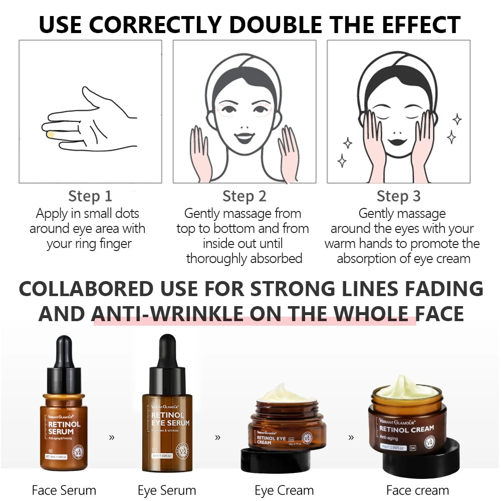 VIBRANT GLAMOUR Retinol Facial Skin Care 4PCS/Set