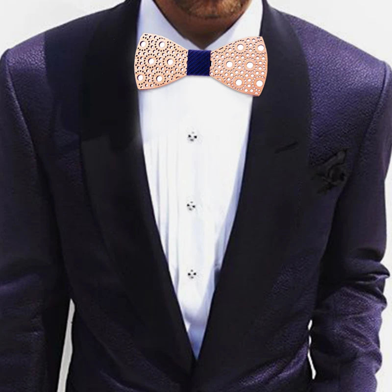 Wooden Hollow Wood Bow tie gift set