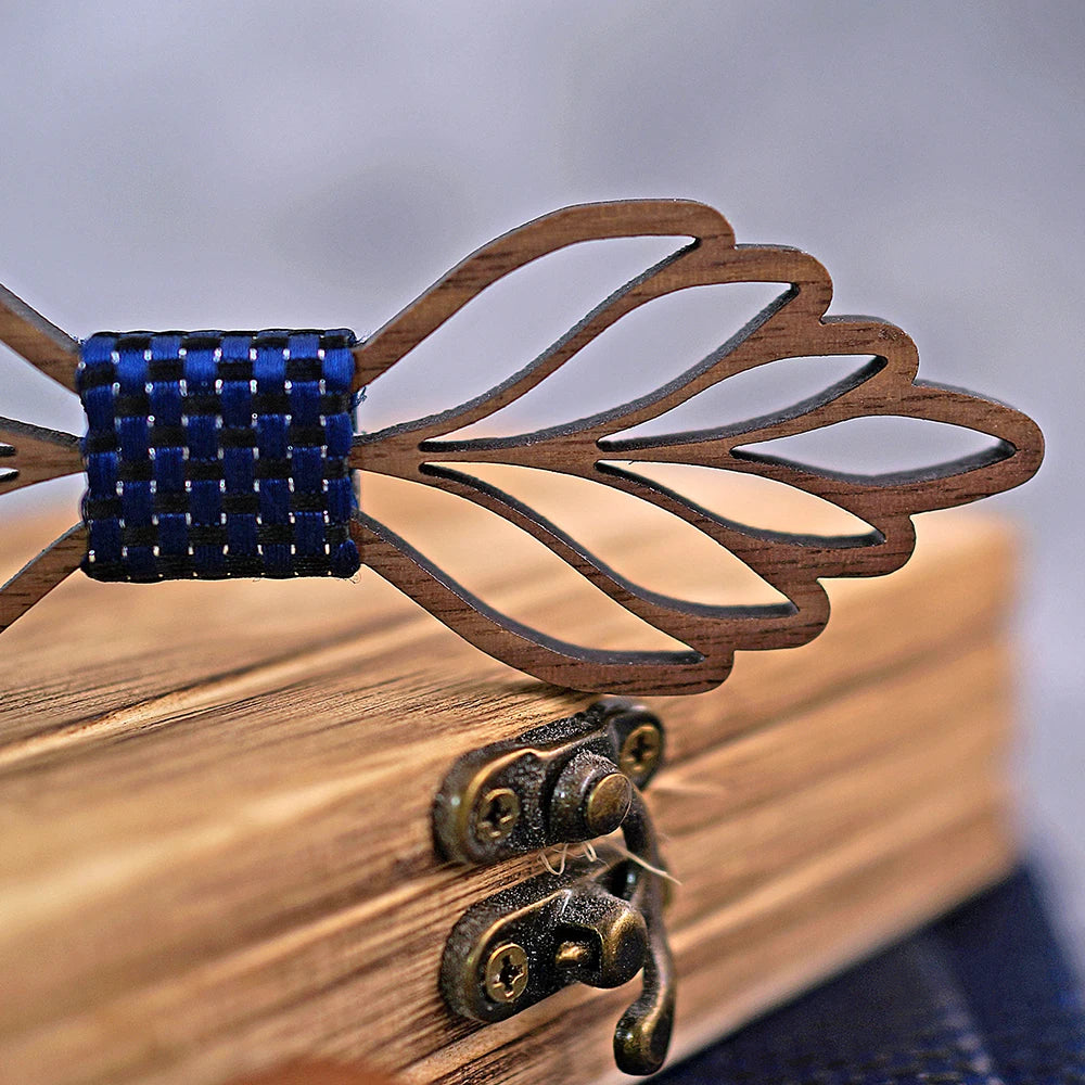 Romantic Hollow Wood Bow tie gift set