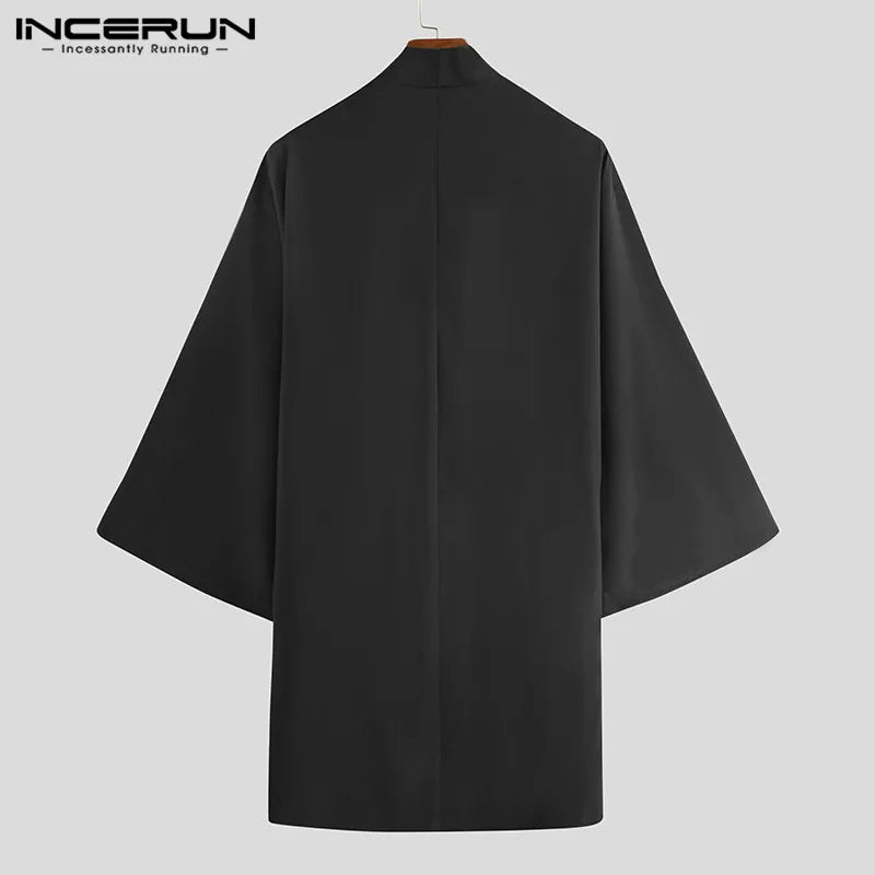 Men Cardigan Open Stitch Loose Long Sleeve Streetwear Trench