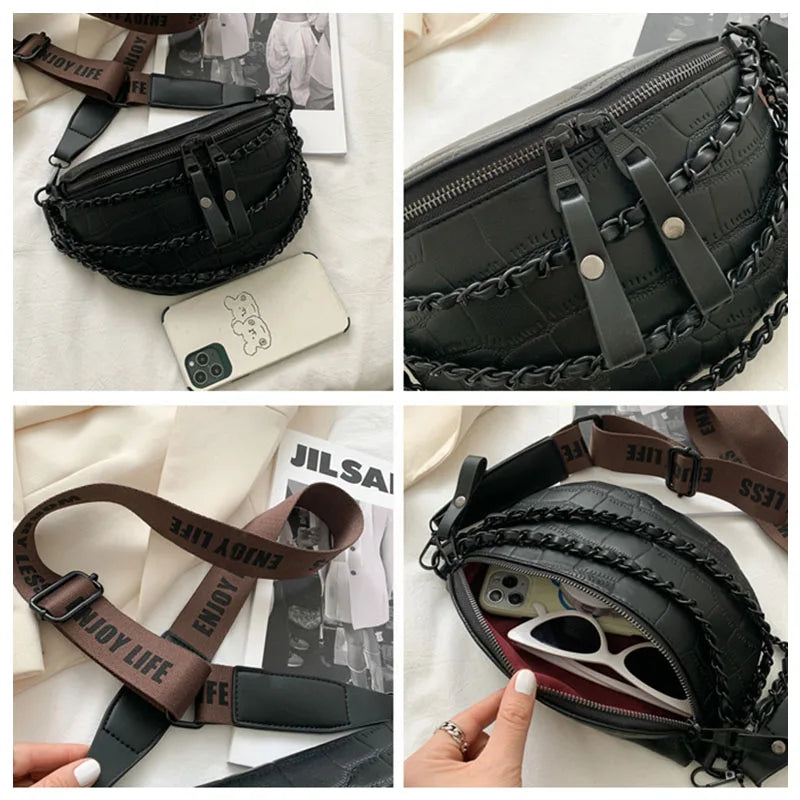 Croc embossed and chain Fanny pack