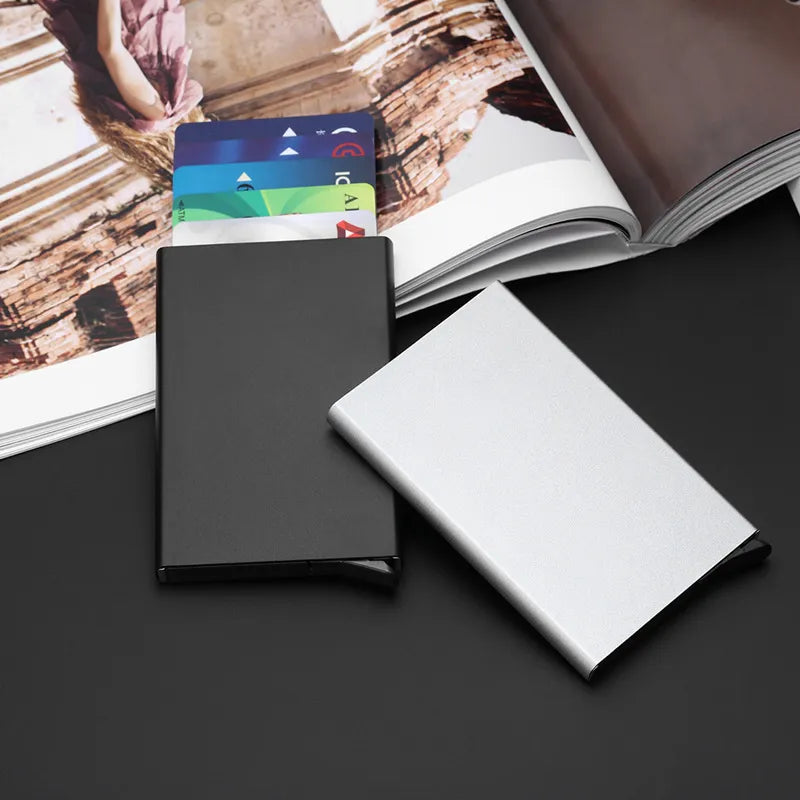 Slim Aluminum Wallet With Elasticity Back Pouch ID