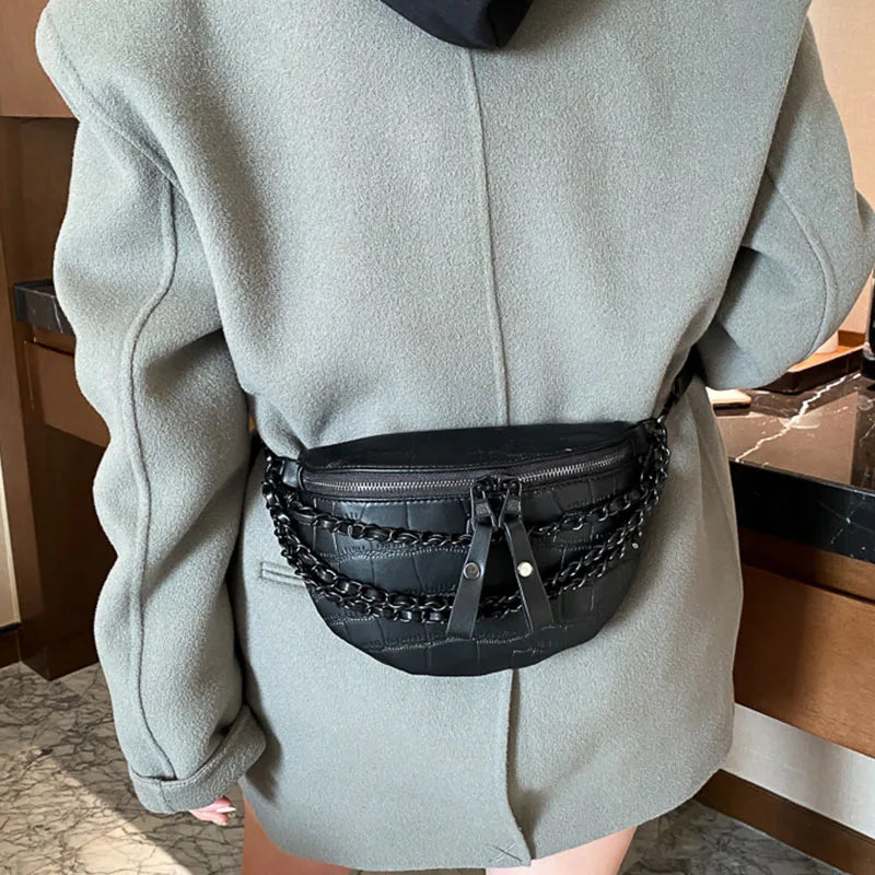 Croc embossed and chain Fanny pack