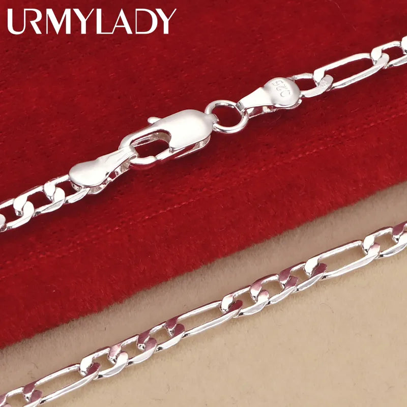 Noble new arrive 925 sterling silver 4MM chain for men set