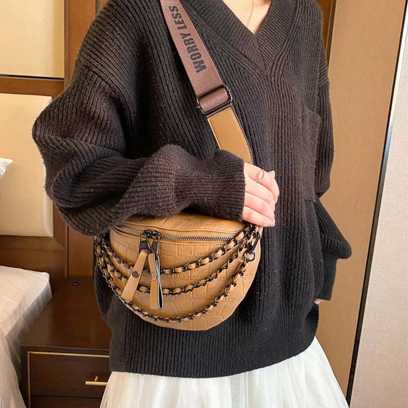 Croc embossed and chain Fanny pack