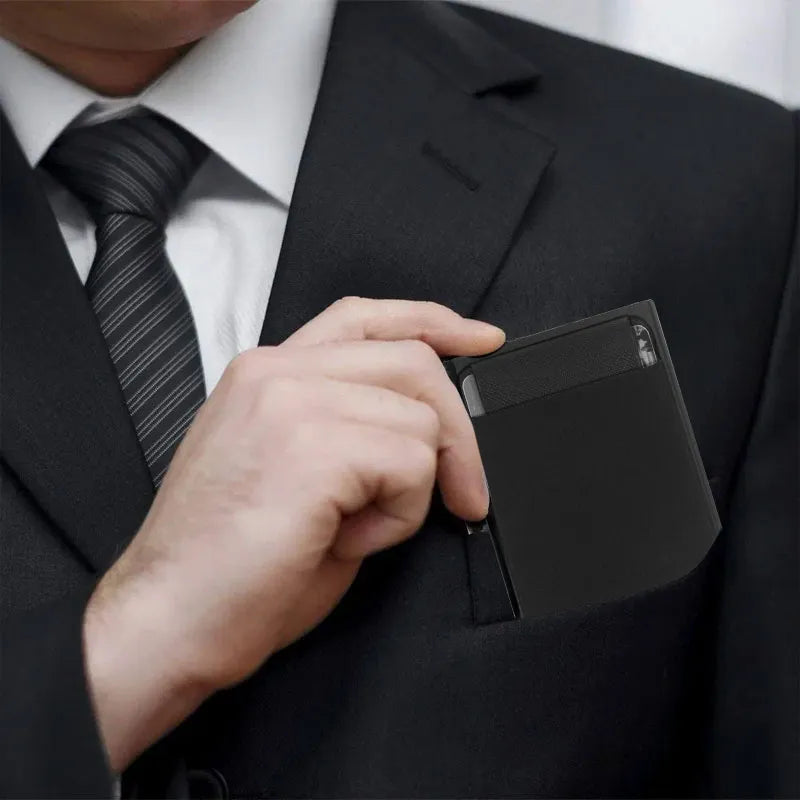 Slim Aluminum Wallet With Elasticity Back Pouch ID