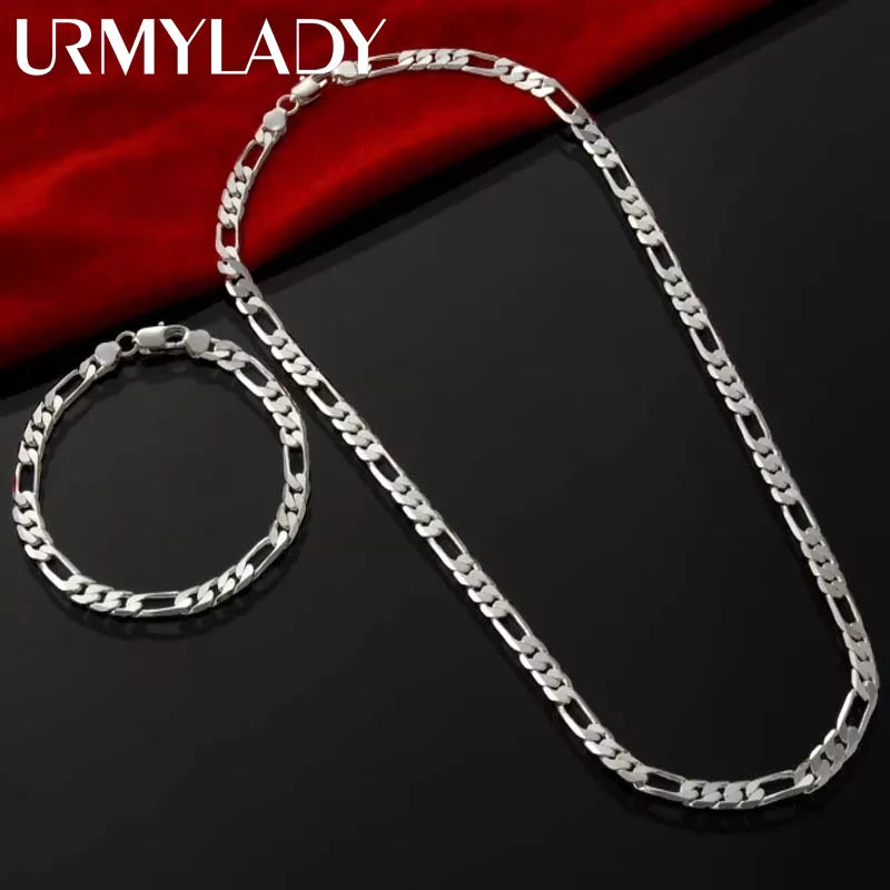 Noble new arrive 925 sterling silver 4MM chain for men set